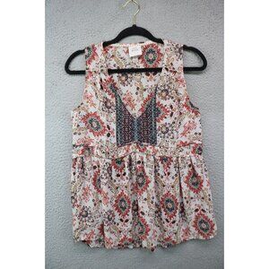 Knox Rose Floral Sheer Sleeveless Babydoll Top-Size Small